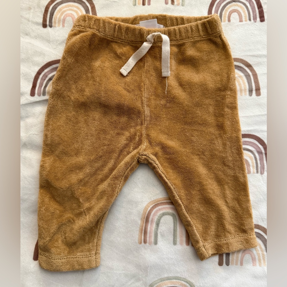 Zara Kids Camel Brown Terry Joggers with Drawstring